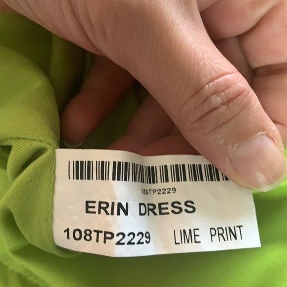 Glam & Fame Lime Floral Tunic Pleated Semi-Sheer Mini Dress Size M - Picture 9 of 11